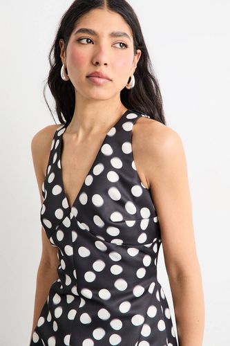 Robe Courte En Satin Structurée À Pois | Taille 44 - Warehouse - Modalova