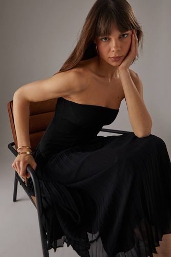 Robe Midi En Mousseline Plissée À Bustier Bandeau | Taille 46 - Warehouse - Modalova