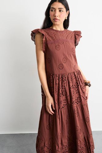 Robe Midi Étagée Mix Broderie | Taille 36 - Warehouse - Modalova