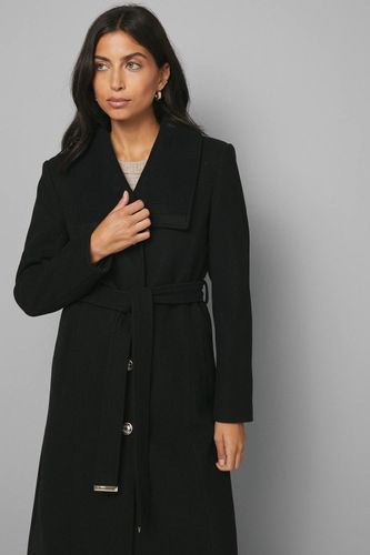 Manteau Croisé à Col Tricoté avec Fermeture Boutonnée | Taille 48 - Wallis - Modalova