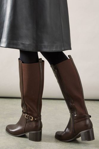 Bottes Hautes à Talon Bloc Moyen en synthétique Extensible Coupe Large Hills | Taille 36 - Wallis - Modalova