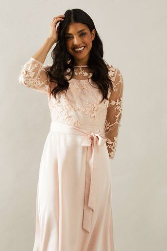 Robe Évasée d'Occasion en Satin avec Superposition de Tulle | Taille 46 - Wallis - Modalova