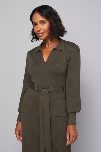 Robe Midi Ceinturée à Col | Taille 38 - Wallis - Modalova