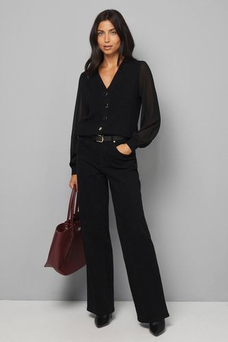 Cardigan à Manches en Mousseline et Boutonnage Devant | Taille 38 - Wallis - Modalova