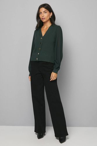 Cardigan à Manches en Mousseline et Boutonnage Devant | Taille 38 - Wallis - Modalova