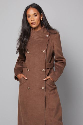 Manteau Long à Col Montant Double Boutonnage avec Détail Patte | Taille 46 - Wallis - Modalova