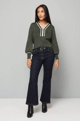 Haut Tricoté à Fermeture Éclair et Détails Contrastés Petite Taille | Taille Medium - Wallis - Modalova