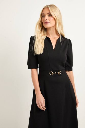 Robe Mi-Longue en Ponte avec Détails Mors Petite Taille | Taille 48 - Wallis - Modalova