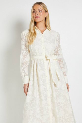 Robe Midi Ceinturée en Organza Fleuri Petite Taille | Taille 44 - Wallis - Modalova