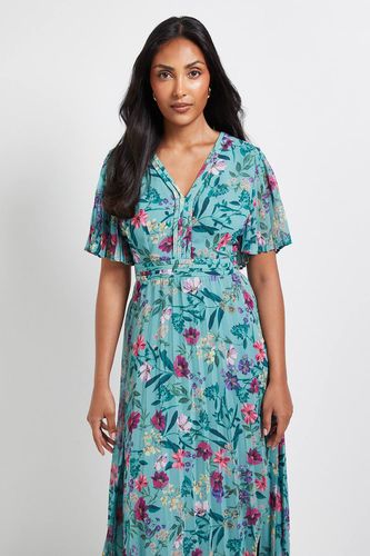 Robe Midi Petite en Mousseline Florale à Manches Plissées | Taille 42 - Wallis - Modalova