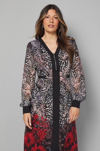 Robe Midi à Zip Imprimé Animal Ombré Floral | Taille 48 - Wallis - Modalova