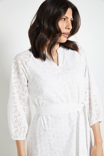 Robe Midi D'été Broderie Anglaise Avec Ceinture | Taille 46 - Wallis - Modalova