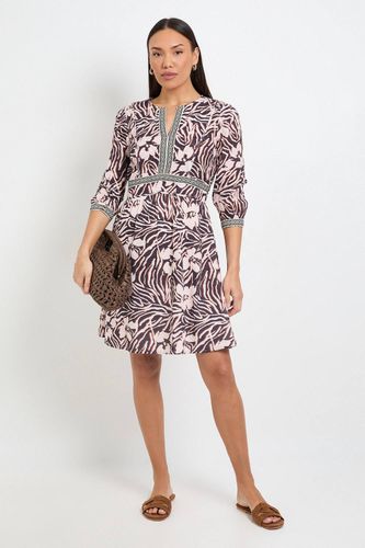 Robe Droite En Coton Dobby Imprimé | Taille 48 - Wallis - Modalova