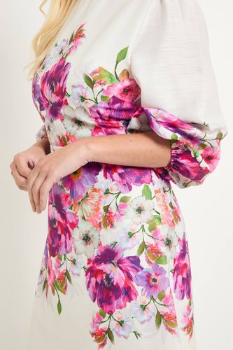 Robe Midi À Manches Ballon Et Imprimé Floral Petite | Taille 44 - Wallis - Modalova