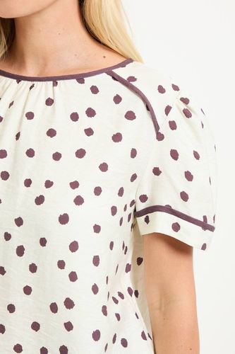 Haut Petite À Manches Courtes À Pois Avec Détails Contrastés | Taille 46 - Wallis - Modalova
