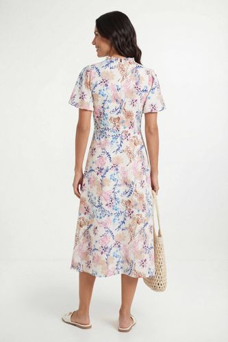 Robe Midi Froncée À Gaufre Fleurie | Taille 48 - Wallis - Modalova