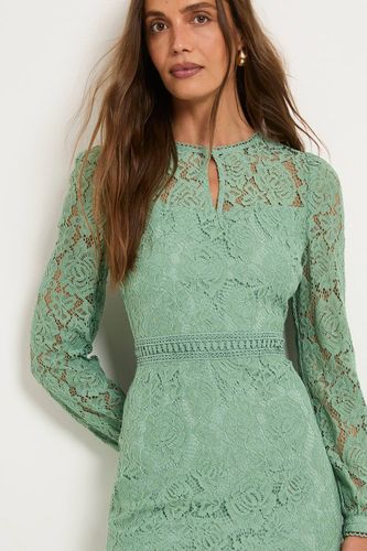 Robe Midi En Dentelle À Col Montant Avec Volants | Taille 48 - Wallis - Modalova
