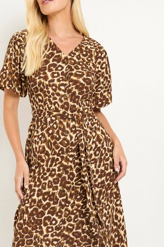 Robe Mi-longue Boutonnée En Jersey Imprimé Léopard Petite Taille | Taille 48 - Wallis - Modalova