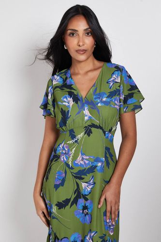 Robe Midi À Motif Floral Avec Boutons Et Ourlet Plissé Petite | Taille 46 - Wallis - Modalova