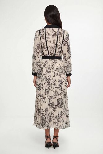 Robe Midi Plissée À Motifs Floraux Contrastés | Taille 44 - Wallis - Modalova