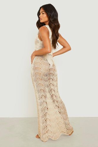 Robe de Plage en Crochet à Bords Frangés et Encolure Scoop | Taille Medium - boohoo - Modalova