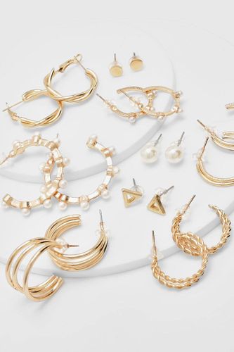 Lot Multipack De 9 Boucles D'oreilles Créoles Avec Perles Fantaisie - boohoo - Modalova