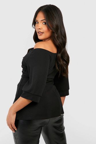 Plus Scuba Bardot Peplum Top | Taille 48 - boohoo - Modalova