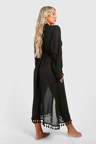 Kimono de plage à gland et noué | Taille Large - boohoo - Modalova