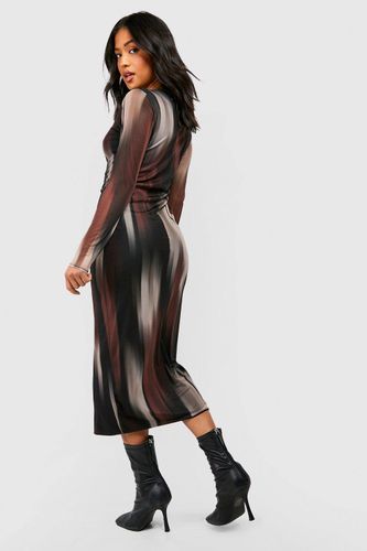 Petite robe midaxi en mesh à manches longues | Taille 44 - boohoo - Modalova