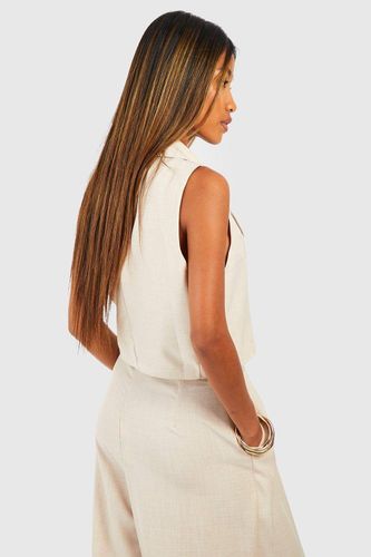 Gilet ajusté effet lin, coupé court | Taille 44 - boohoo - Modalova
