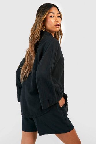 Shorts en coton léger texturés à taille élastiquée | Taille 42 - boohoo - Modalova
