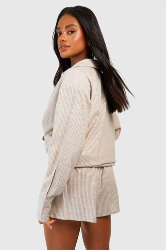 Short pyjama en coton à rayures tonales | Taille 44 - boohoo - Modalova