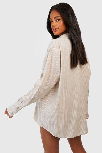 Chemise de pyjama oversize en coton à rayures ton sur ton | Taille 42 - boohoo - Modalova