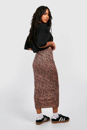 Jupe Midaxi léopard côtelée | Taille 44 - boohoo - Modalova