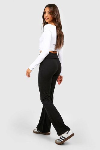 Flares de yoga en jersey de coton à ceinture repliée | Taille 44 - boohoo - Modalova