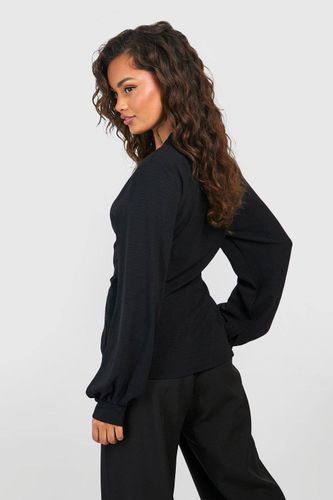 Chemisier ajusté à manches volumineuses martelées | Taille 44 - boohoo - Modalova