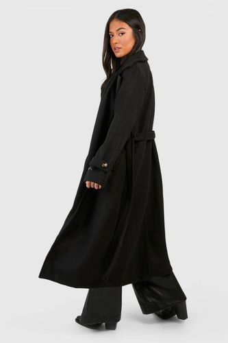 Petite Belted Wool Look Trench | Taille 44 - boohoo - Modalova