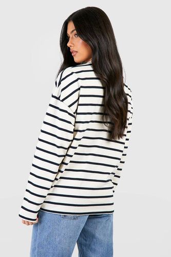 Top de maternité à col rond manches longues à rayures | Taille 44 - boohoo - Modalova