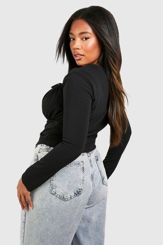 Plus Haut Corset Grande Taille à Lacets à l'Avant et Manches Longues | Taille 48 - boohoo - Modalova