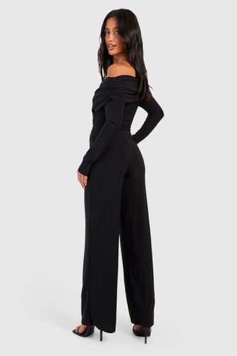 Combinaison Petite Premium Slinky à Décolleté Bardot et Détail Torsadé | Taille 44 - boohoo - Modalova