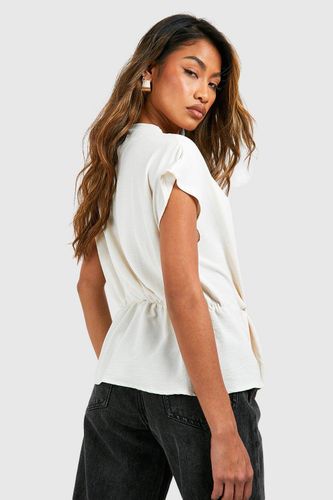 Blouse à col drapé à noeud frontal martelé | Taille 44 - boohoo - Modalova