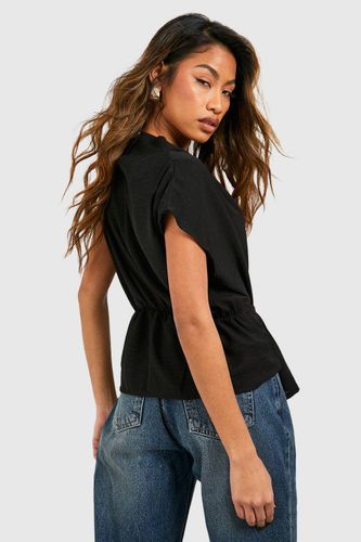 Blouse à col drapé à noeud frontal martelé | Taille 44 - boohoo - Modalova