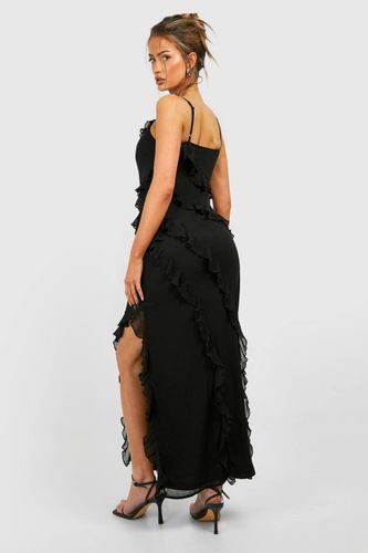 Chiffon Ruffle Maxi Slip Dress | Taille 46 - boohoo - Modalova