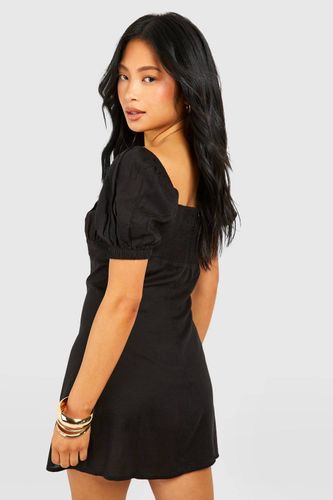Robe Mini Petite Aspect Lin Style Fermière | Taille 44 - boohoo - Modalova