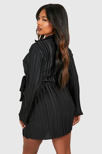 Plus Wide Robe chemise enveloppante à plis | Taille 48 - boohoo - Modalova
