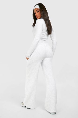Ensemble top à double zip avec détails en côtes et joggers à jambe droite | Taille Medium - boohoo - Modalova