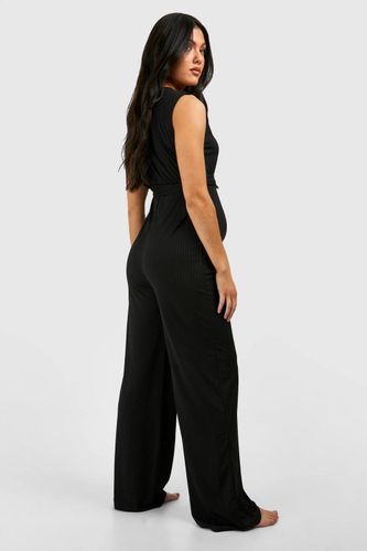 Combinaison de maternité à côtes, sans manches, avec ceinture pour se détendre | Taille 44 - boohoo - Modalova