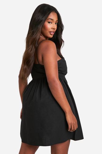 Robe skateur ruched en popeline de coton grande taille | Taille 46 - boohoo - Modalova
