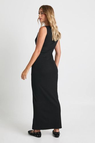 Maxi robe basique côtelée à encoche | Taille 46 - boohoo - Modalova