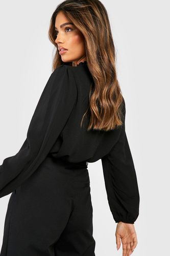 Blouse tissée à manches longues avec col à volants | Taille 44 - boohoo - Modalova